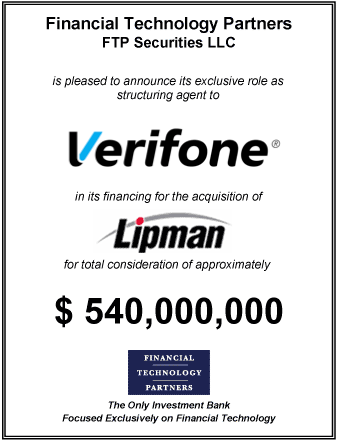 FT Partners Advises Verifone on its acquisition of Lipman Electronic Engineering