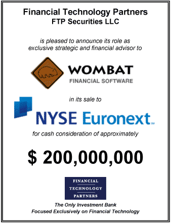 FT Partners Advises on $200 Million Sale of Wombat Financial Software 