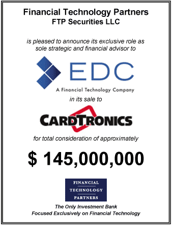 FT Partners Advises EDC on its $145,000,000 Sale to Cardtronics