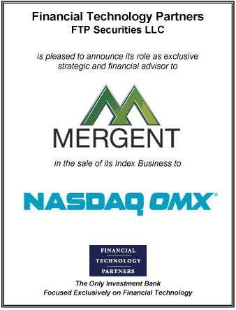 FT Partners Advises Mergent on the Sale of its Index Business to NASDAQ OMX