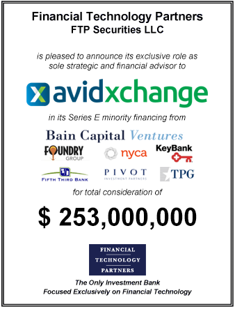 FT Partners Advises AvidXchange on its $253mm Minority Financing