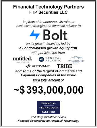 FT Partners Advises Bolt on its $393,000,000 Growth Financing