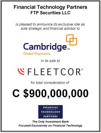 FT Partners Advises Cambridge on its C$900 Million Sale to FLEETCOR