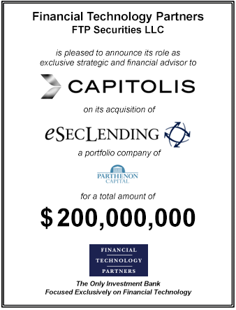 FT Partners Served as Financial Advisor to Capitolis on its acquisition of eSecLending for $200 million