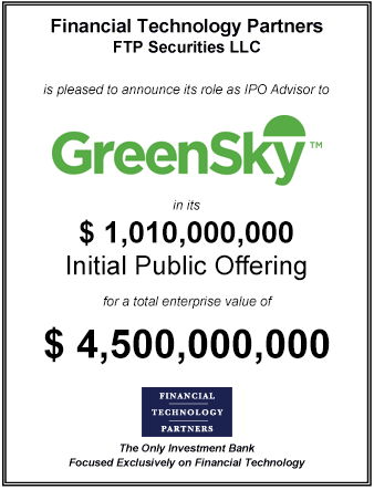 FT Partners Advises GreenSky on its $1,010,000,000 IPO