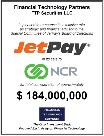 FT Partners Advises JetPay on its Sale to NCR for $184,000,000