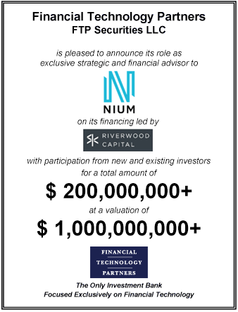 FT Partners Advises NIUM on its $200,000,000 Series D Financing Led by Riverwood Capital