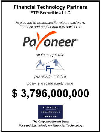 FT Partners Advises Payoneer on its $3,796,000,000 Merger with FTAC Olympus Acquisition Corporation