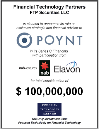 FT Partners Advises Poynt on its $100,000,000 Series C Financing