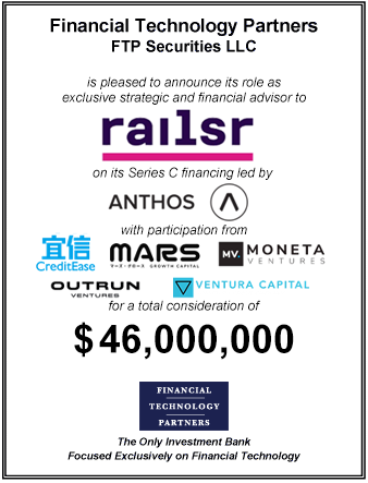 FT Partners Advises Railsr on its $46 million Series C Financing Led by Anthos Capital