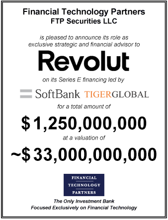 FT Partners Advises Revolut on its $1.25 billion Series E Financing