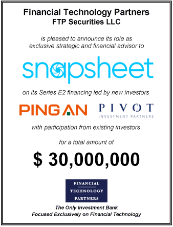 FT Partners Advises Snapsheet on its $30,000,000 Series E2 Financing