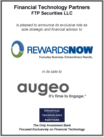 FT Partners Advises RewardsNOW in its Sale to Augeo